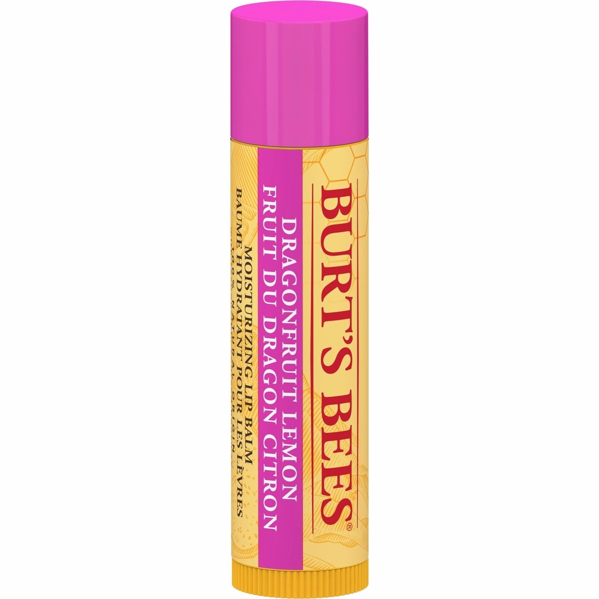 100% 天然來源保濕護唇膏，龍果檸檬風味，蜂蠟與果萃成分