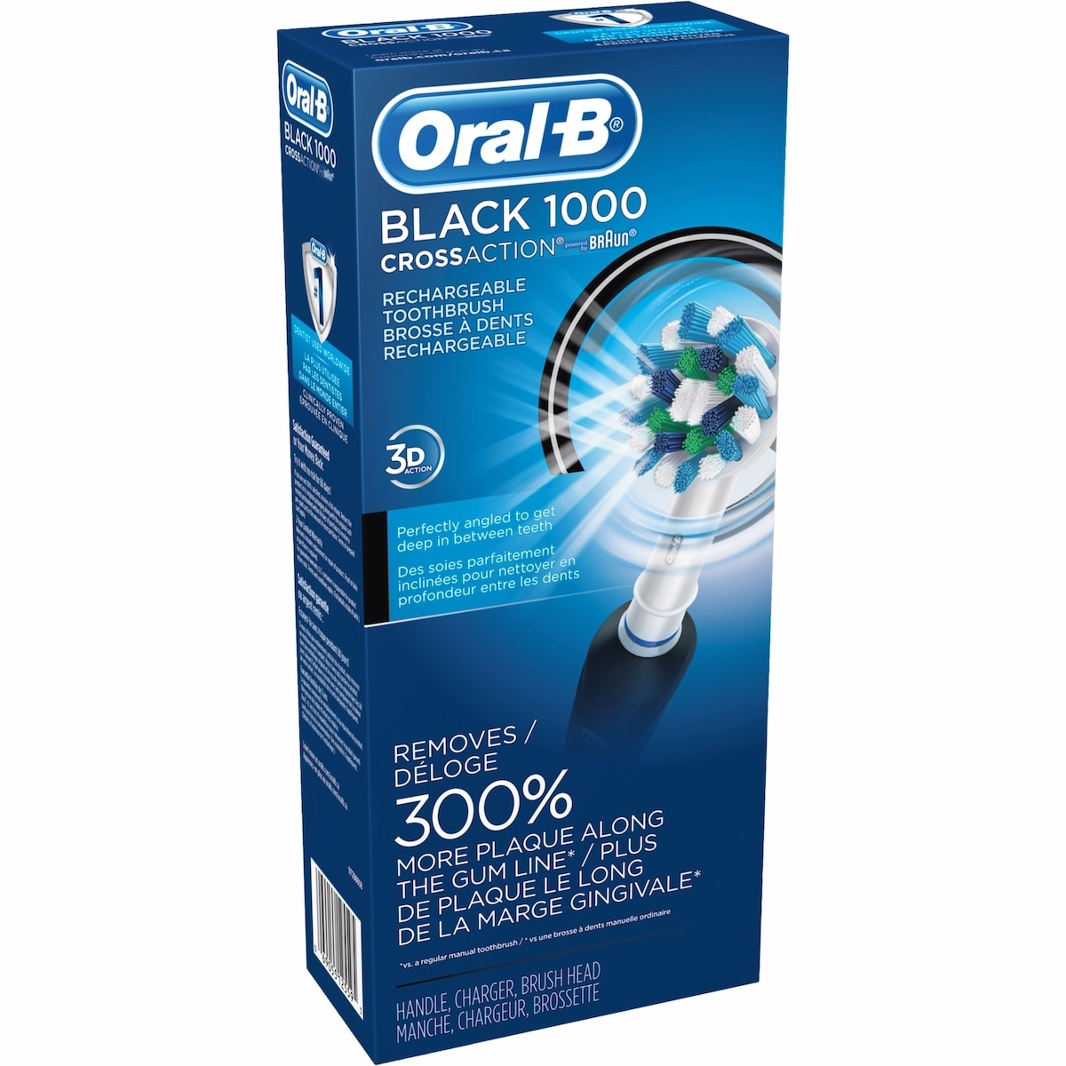 1000 CrossAction Electric Toothbrush, Black, Powered by Braun