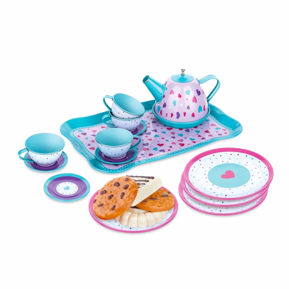 20 pc Metal Tea Set - Hearts