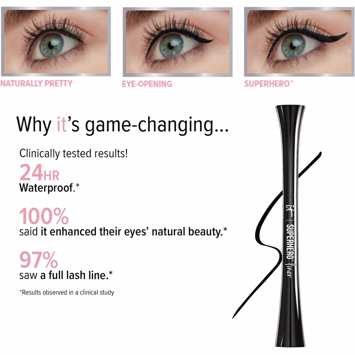 24HR Waterproof Liquid gel Eyeliner, Brush hair tip, Superhero