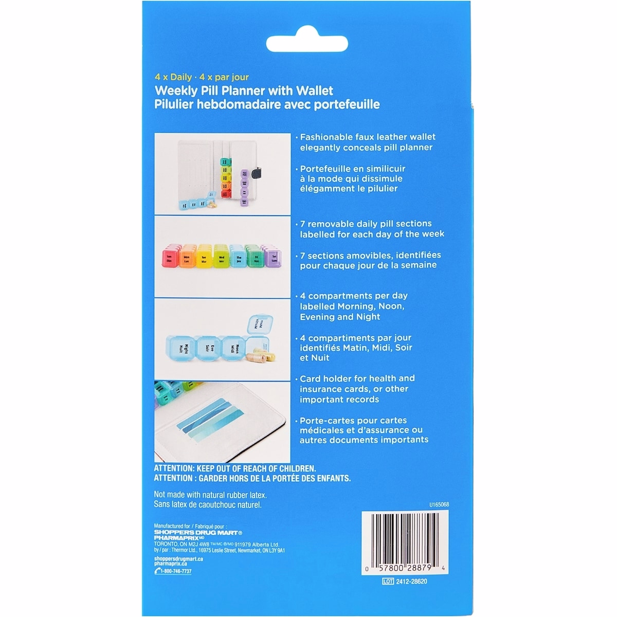 4 x  WEEKLY PILL PLANNERWITH WALLET