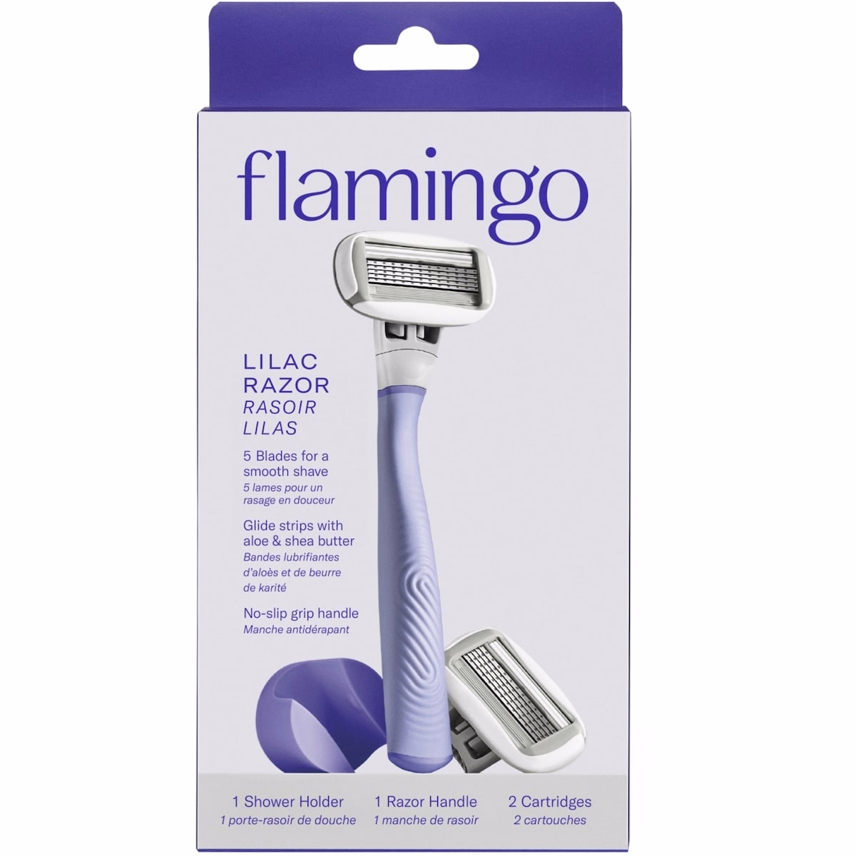 5-Blade Women's Razor - 1 Razor Handle + 2 Razor Blade Refills - Lilac
