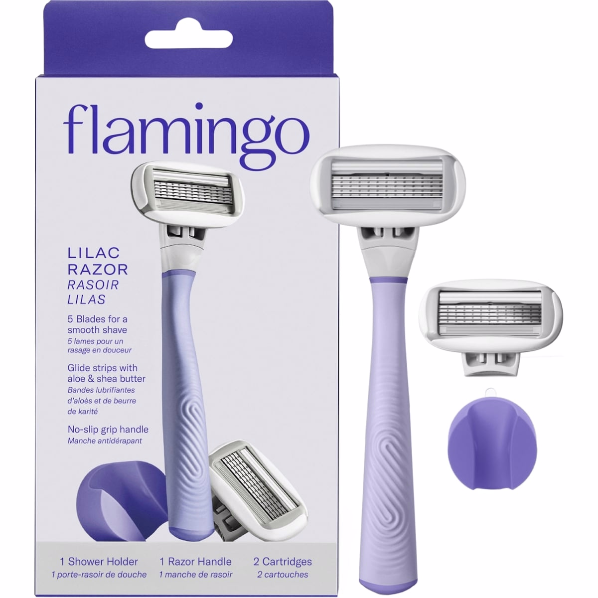 5-Blade Women's Razor - 1 Razor Handle + 2 Razor Blade Refills - Lilac