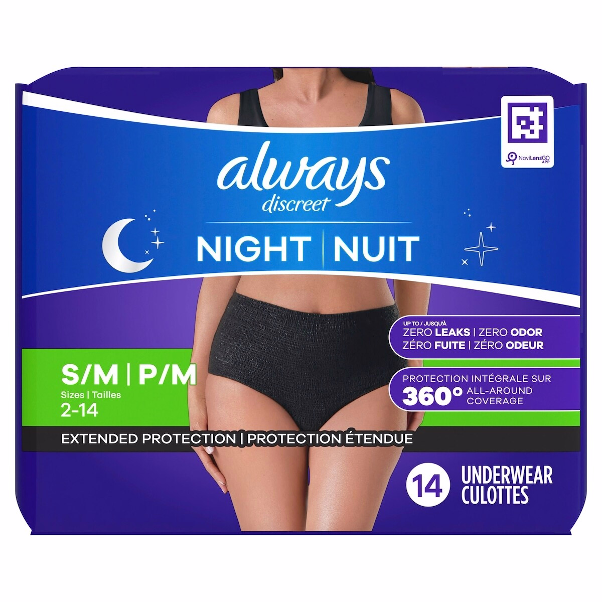 Adult Incontinence Overnight Underwear for Women, S/M, Up to 100% Bladder Leak Protection, 14 CT