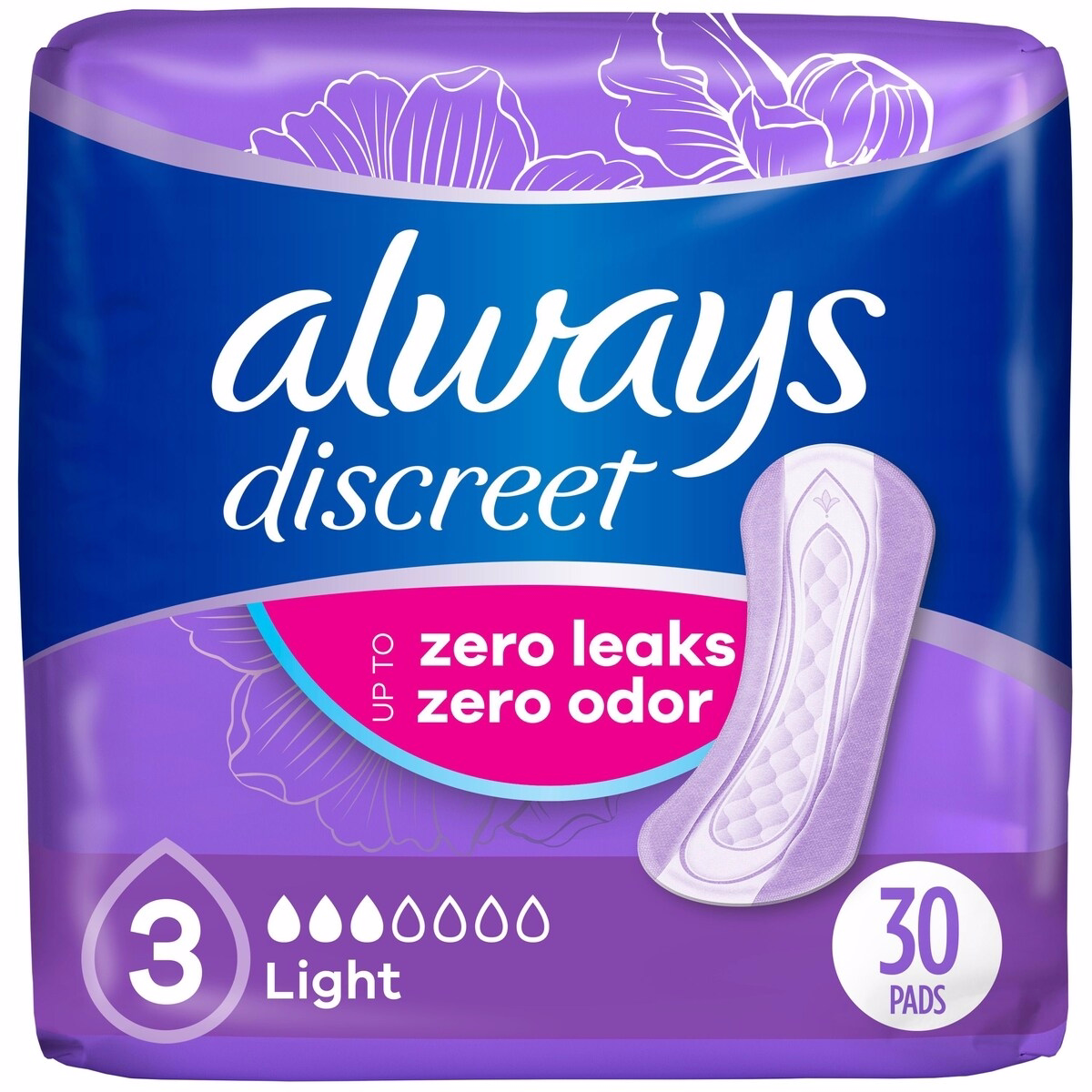 Adult Incontinence Pads for Women, Light Absorbency, Regular Length, Postpartum Pads, 30 CT