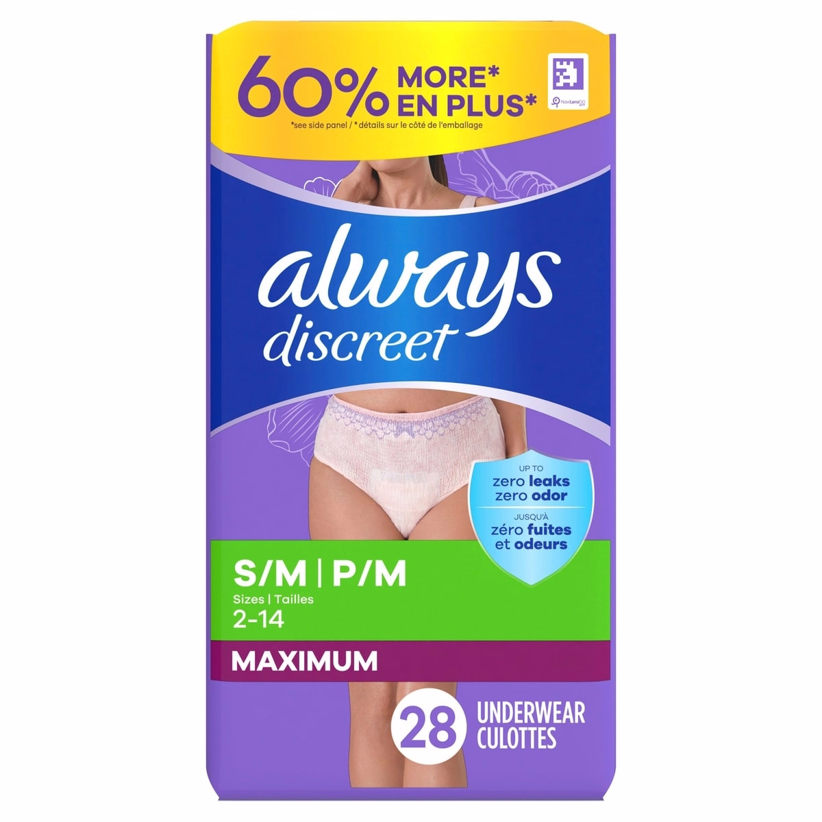 Adult Incontinence Underwear for Women and Postpartum Underwear, S/M, Up to 100% Bladder Leak Protection, 28 CT