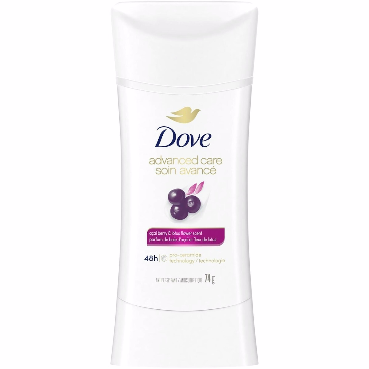 Advanced Care Antiperspirant Stick for 48-hour sweat and odour protection Açaí Berry &  Lotus Flower non-irritating deodorant with 0% ethanol alcohol