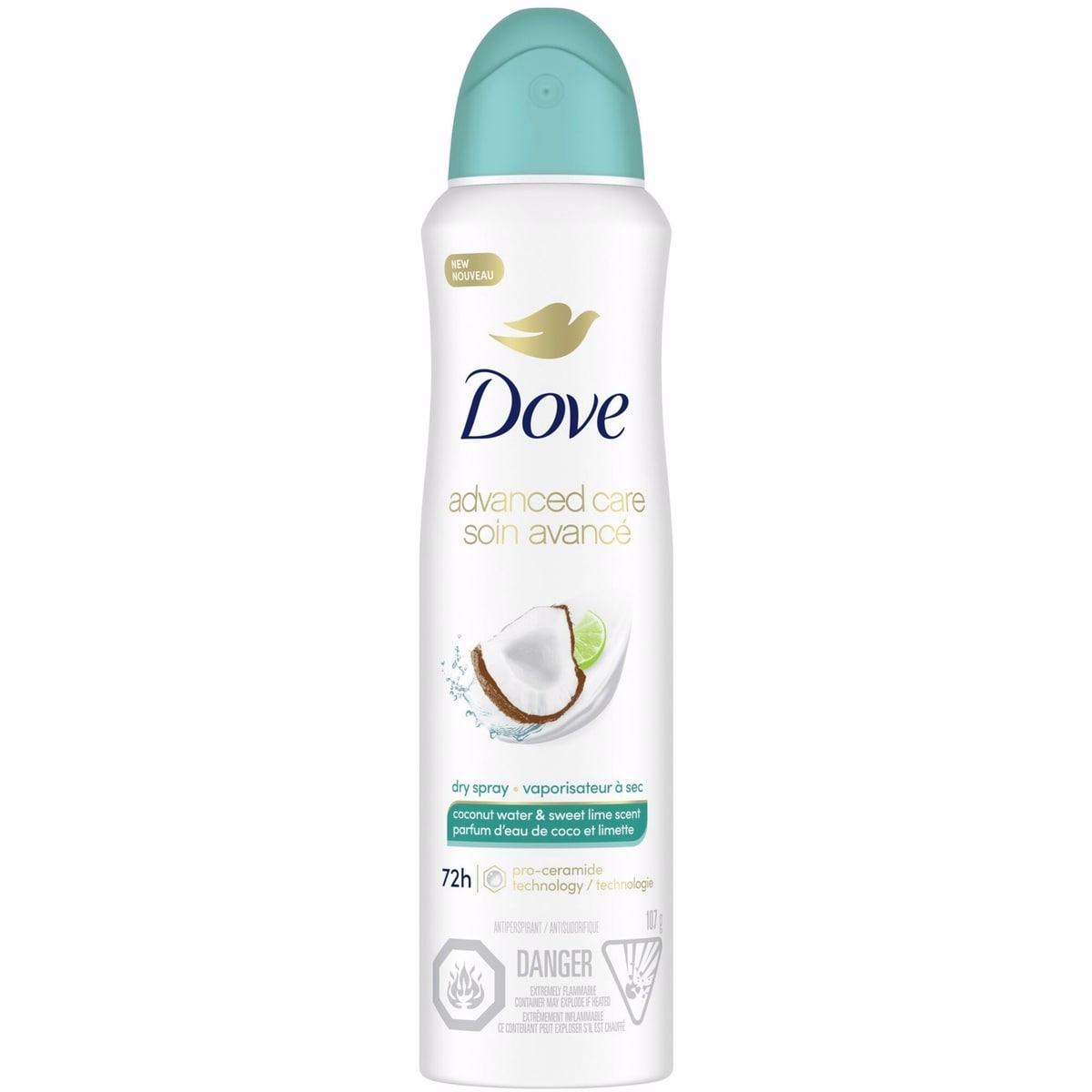 Advanced Care Coconut Water & Sweet Lime Scent 72h Antiperspirant Dry Spray for Women with 1/4 Moisturizers for Soft, Smooth Underarms