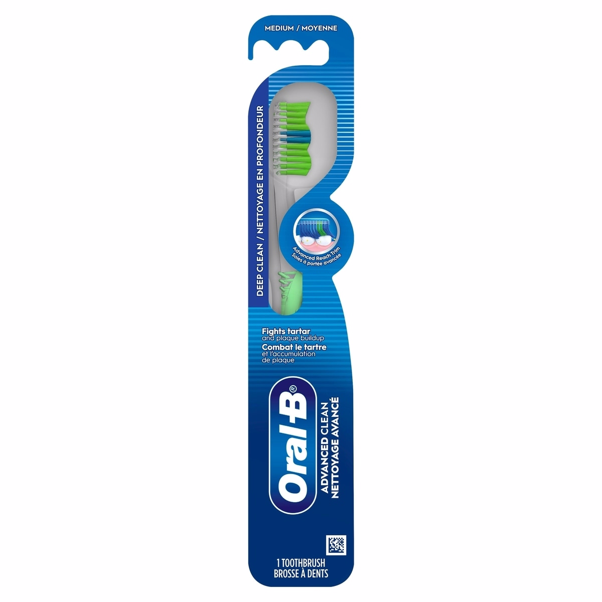 Advanced Clean Toothbrush, Color Changing Bristles, Medium, 1 Count
