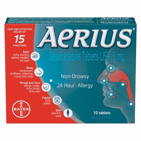 Aerius Aerius Allergy Medicine, Fast Relief, 24-Hour, Non-Drowsy, 15 Symptoms, 10 Tablets 10.0 EA