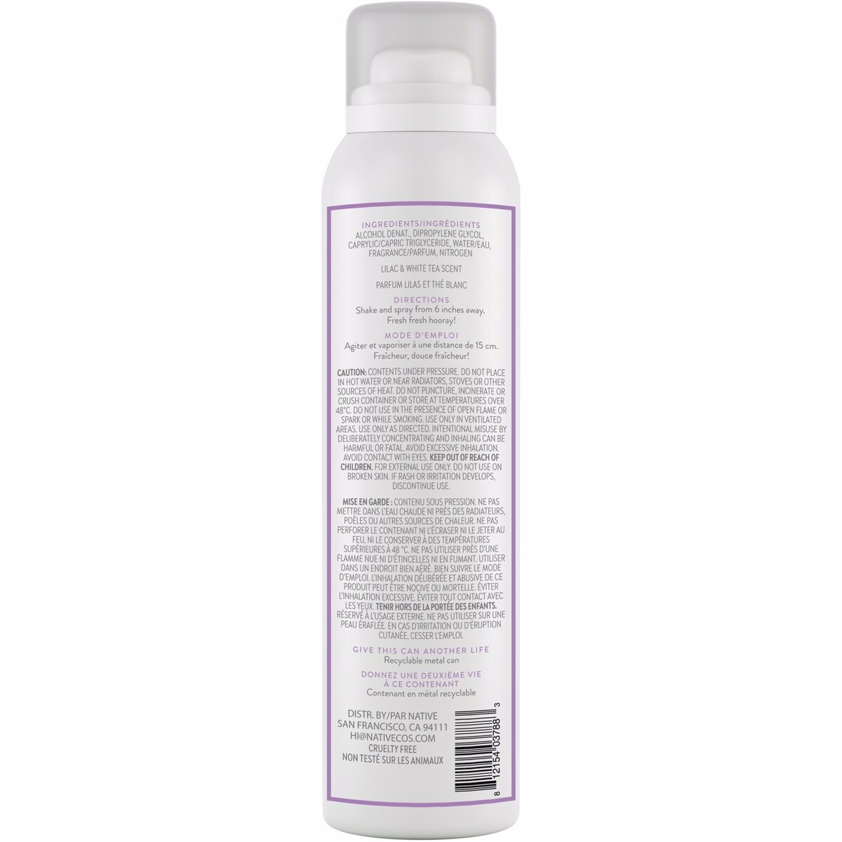 Déodorant en spray sans aérosol, Lilas et Thé blanc