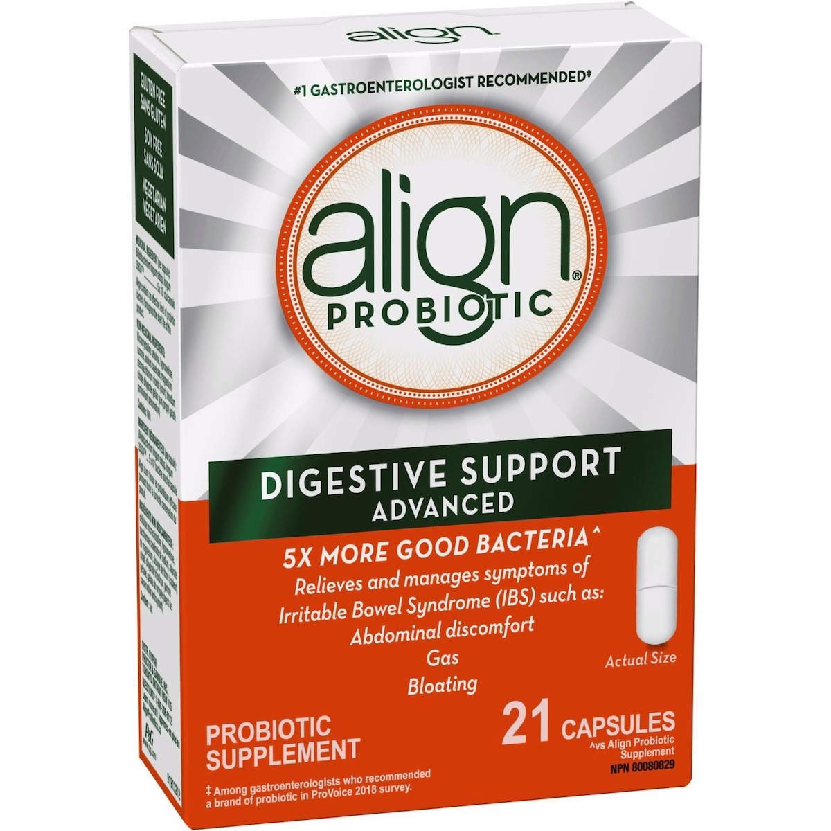 Align Advanced Probiotic, daily probiotic supplement for digestive care, 21 vegetarian capsules, #1 Recommended Probiotic Brand by Doctors‡ Align Advanced Probiotic, daily probiotic supplement for digestive care, 21 vegetarian capsules, #1 Recommended Probiotic Brand by Doctors‡