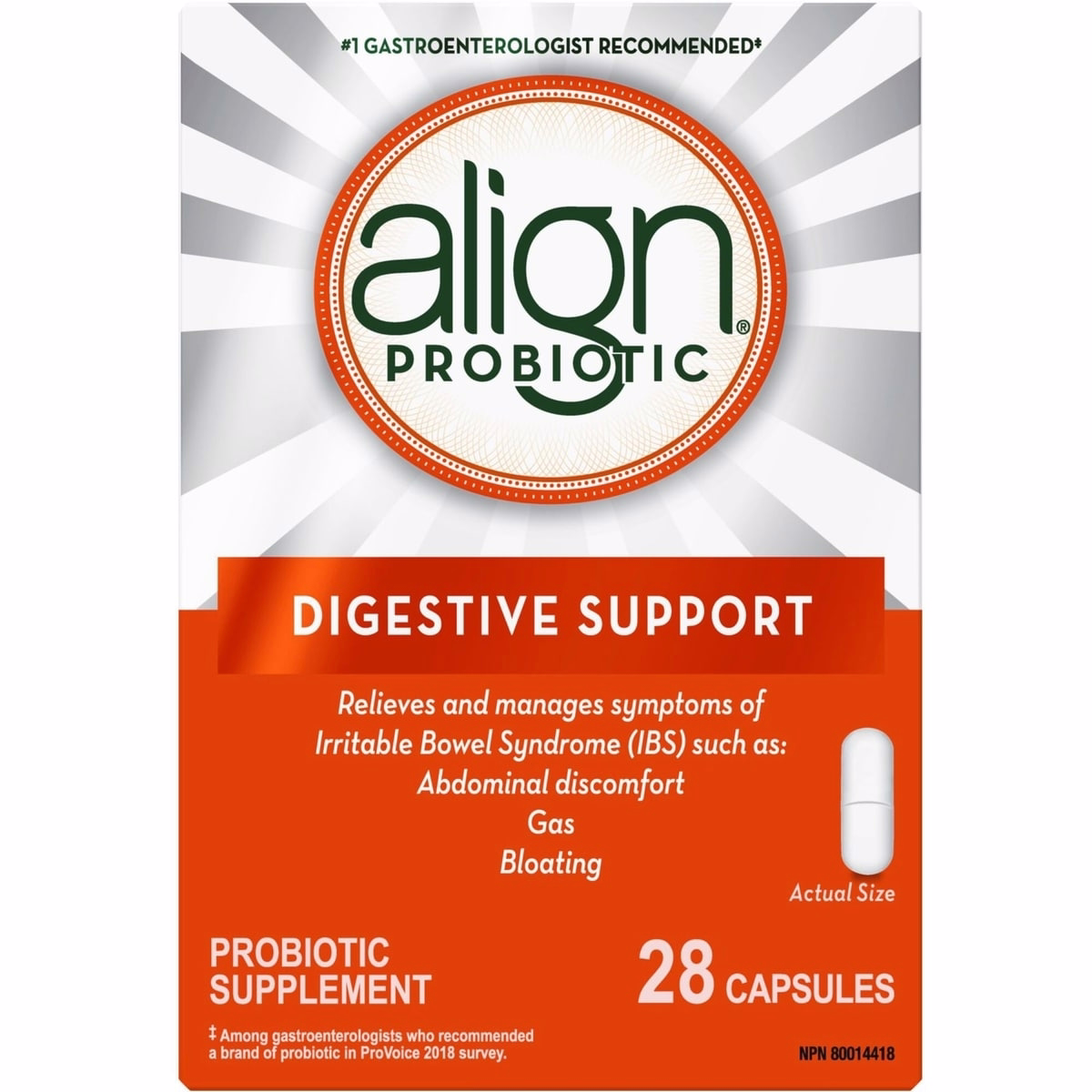 Align Probiotics，每日益生菌補充劑，消化護理，28 粒素食膠囊