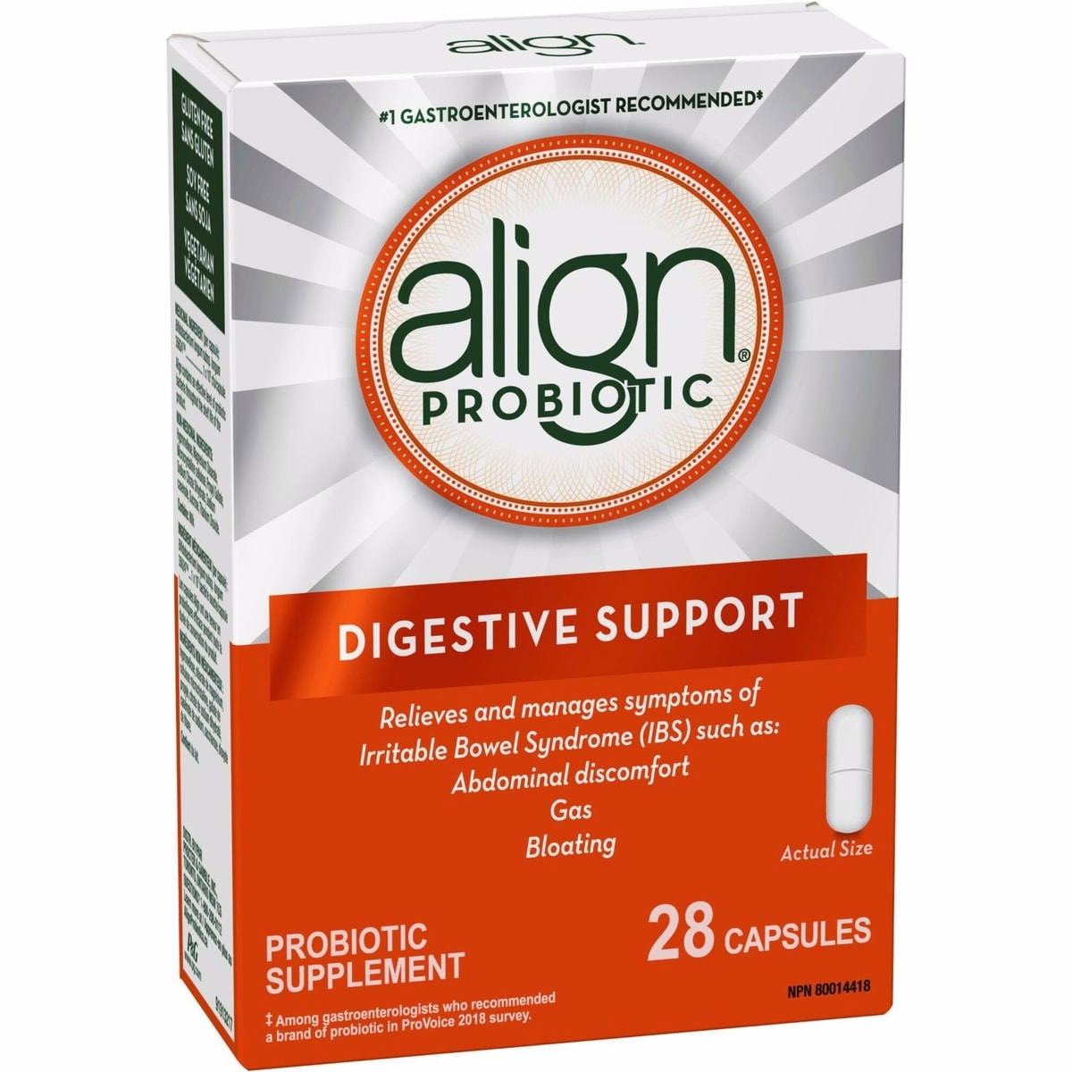 Align Probiotics，每日益生菌補充劑，消化護理，28 粒素食膠囊
