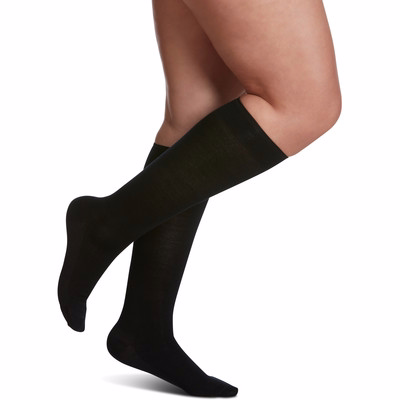 All Season Wool 152cc99 15-20mmhg Womens Closed Toe, Calf Socks - Black, Size C