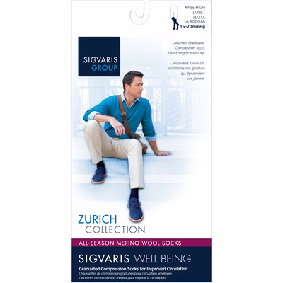 All Season Wool 192cc99 15-20mmhg Mens Closed Toe, Calf Socks - Black, Size C