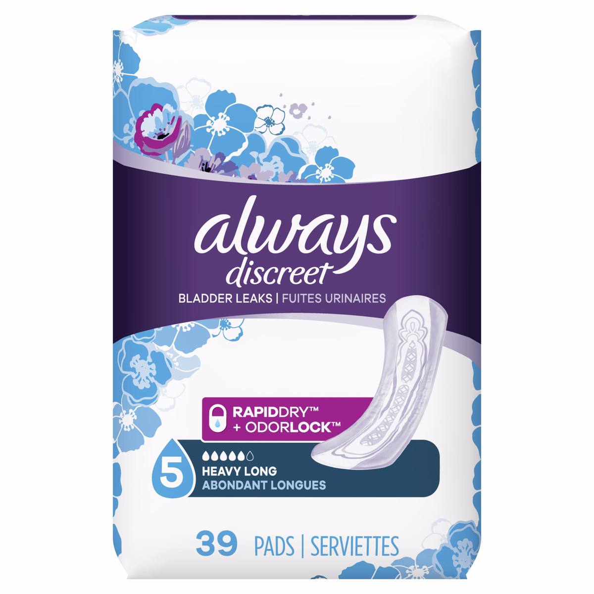 Always Discreet 高吸收長型失禁護墊 - 39.0 Ea