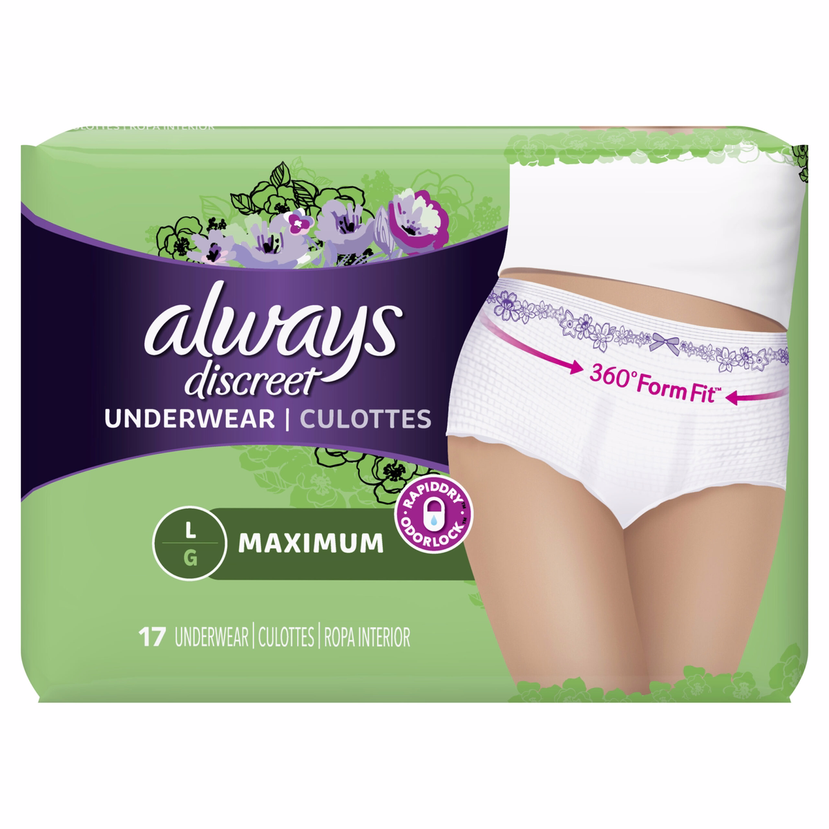 Always Discreet 產後尿失禁內褲 女性專用 最大型 - 17 件裝