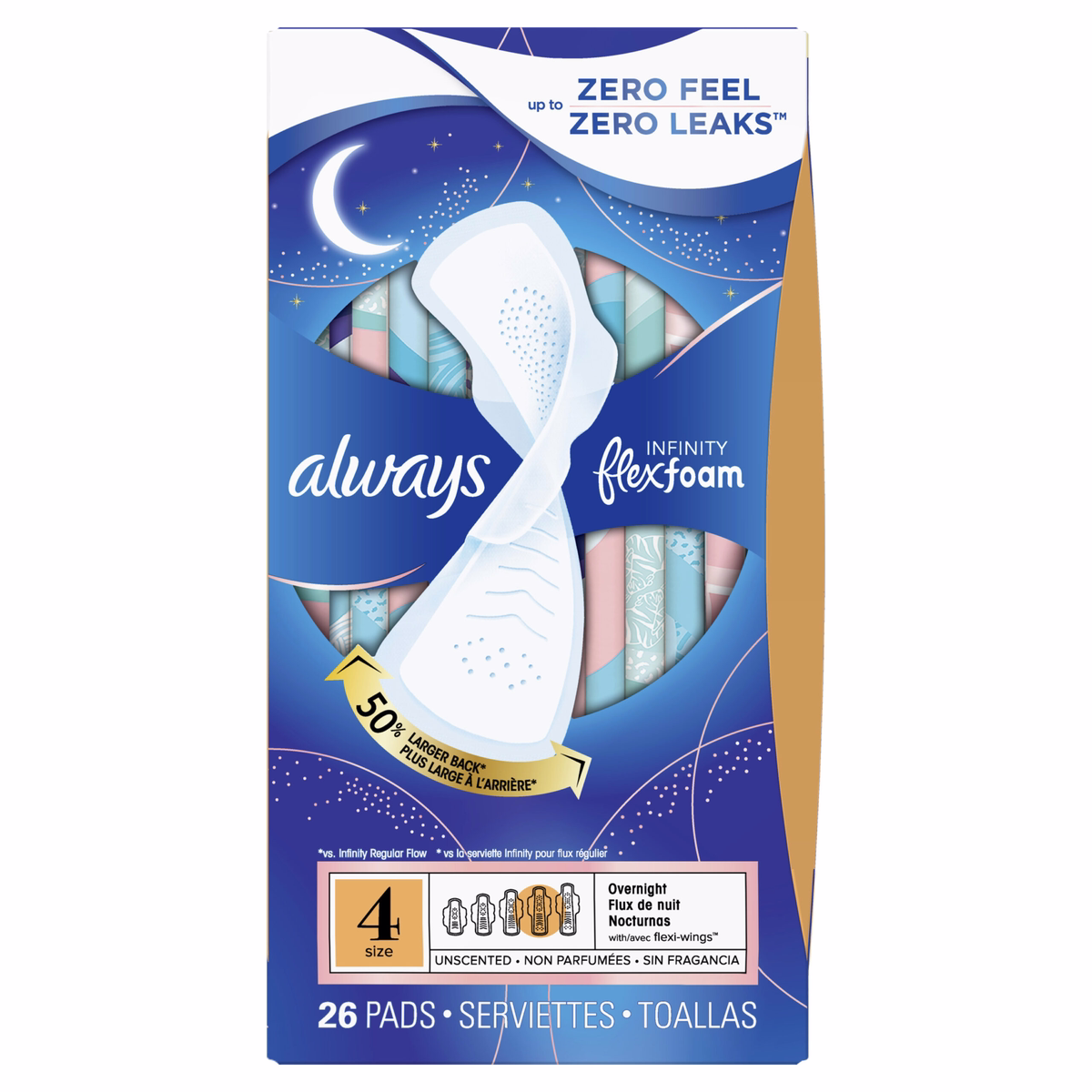 Always Infiniy Flexfoam 護墊 過夜 用 帶翼 無香 尺寸 4 - 26.0 片