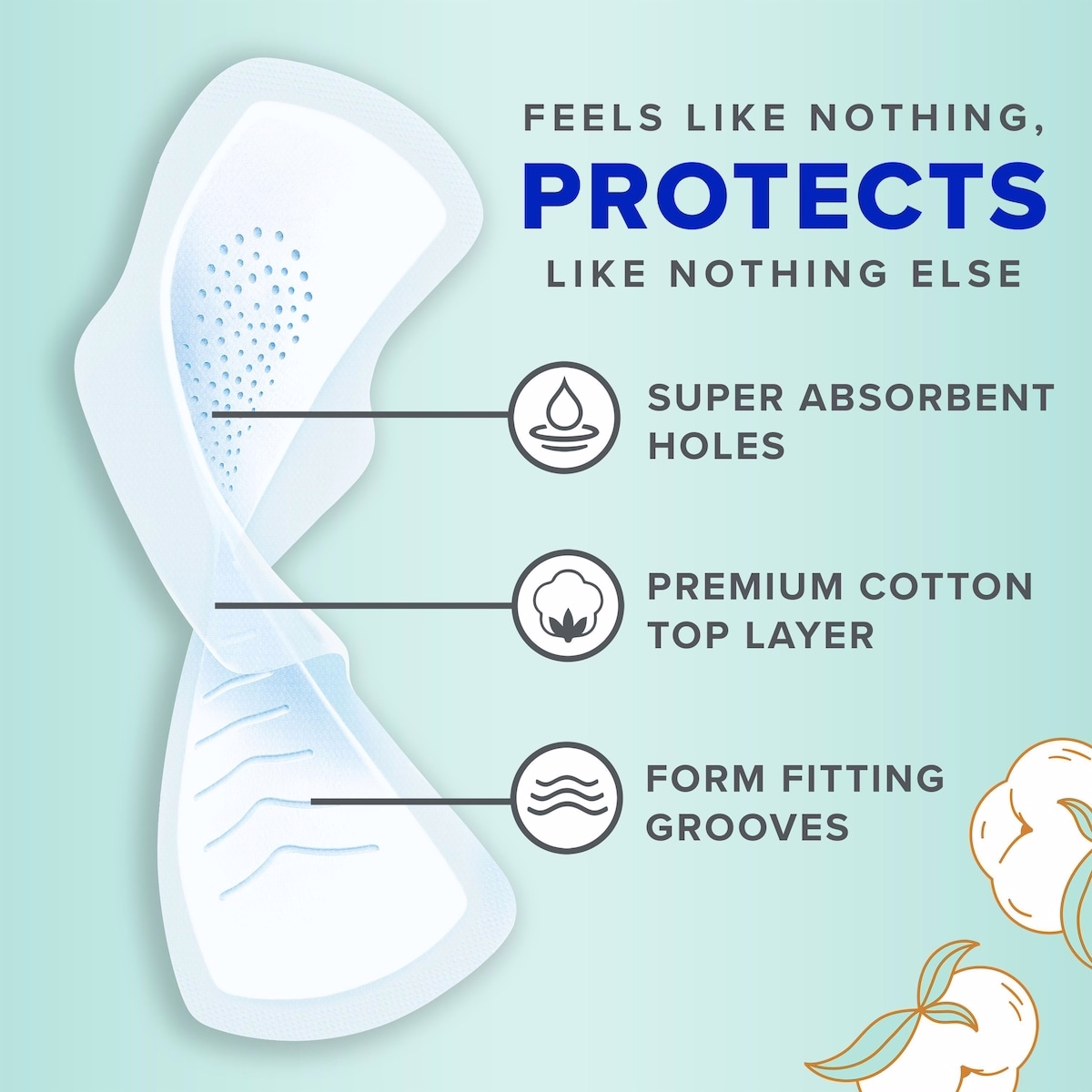 Always Pure Cotton with FlexFoam Pads Size 1, 14 Count Always Pure Cotton with FlexFoam Pads Size 1, 14 Count
