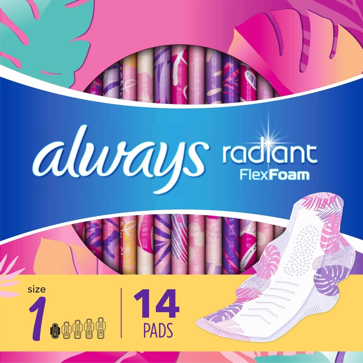 Always Radiant FlexFoam Teen Pads Regular Absorbency with Wings, 14 Count Always Radiant FlexFoam Teen Pads Regular Absorbency with Wings, 14 Count