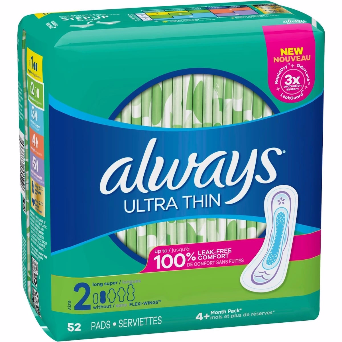 Always Ultra 輕薄護墊 尺寸 2 長效吸收 無香、無翼，52 片裝