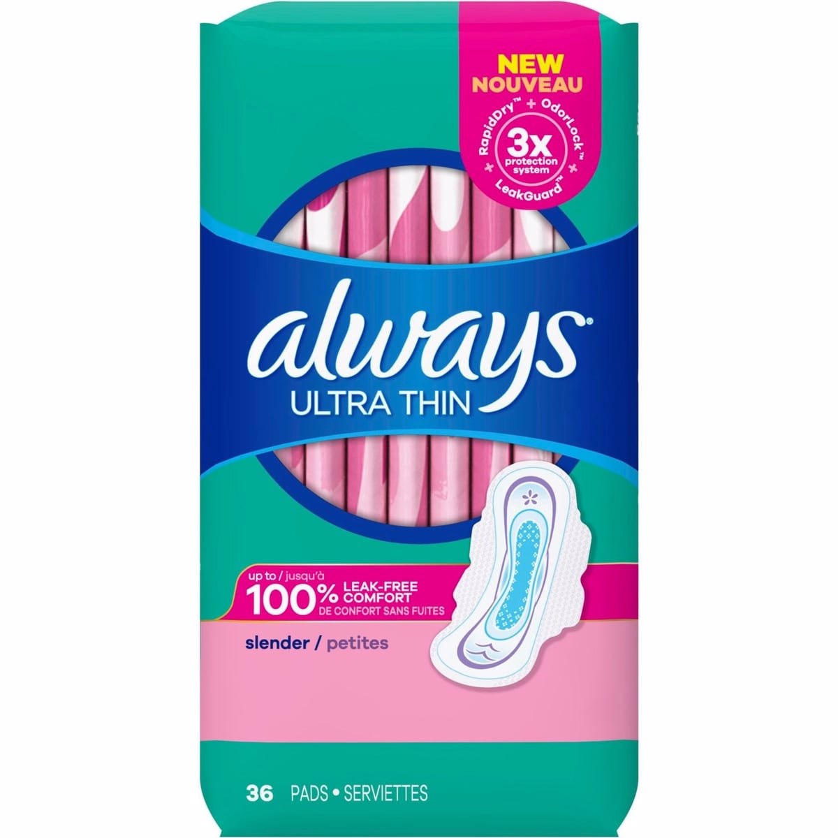 Always Ultra Thin Pads Slender Unscented with Wings, 36 Count Always Ultra Thin Pads Slender Unscented with Wings, 36 Count