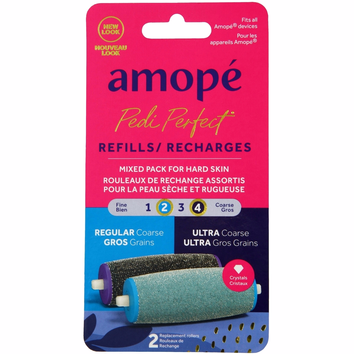 Amopé® Pedi Perfect™ 混合包 滾輪頭 超粗 與 普通粗，2 次補充裝