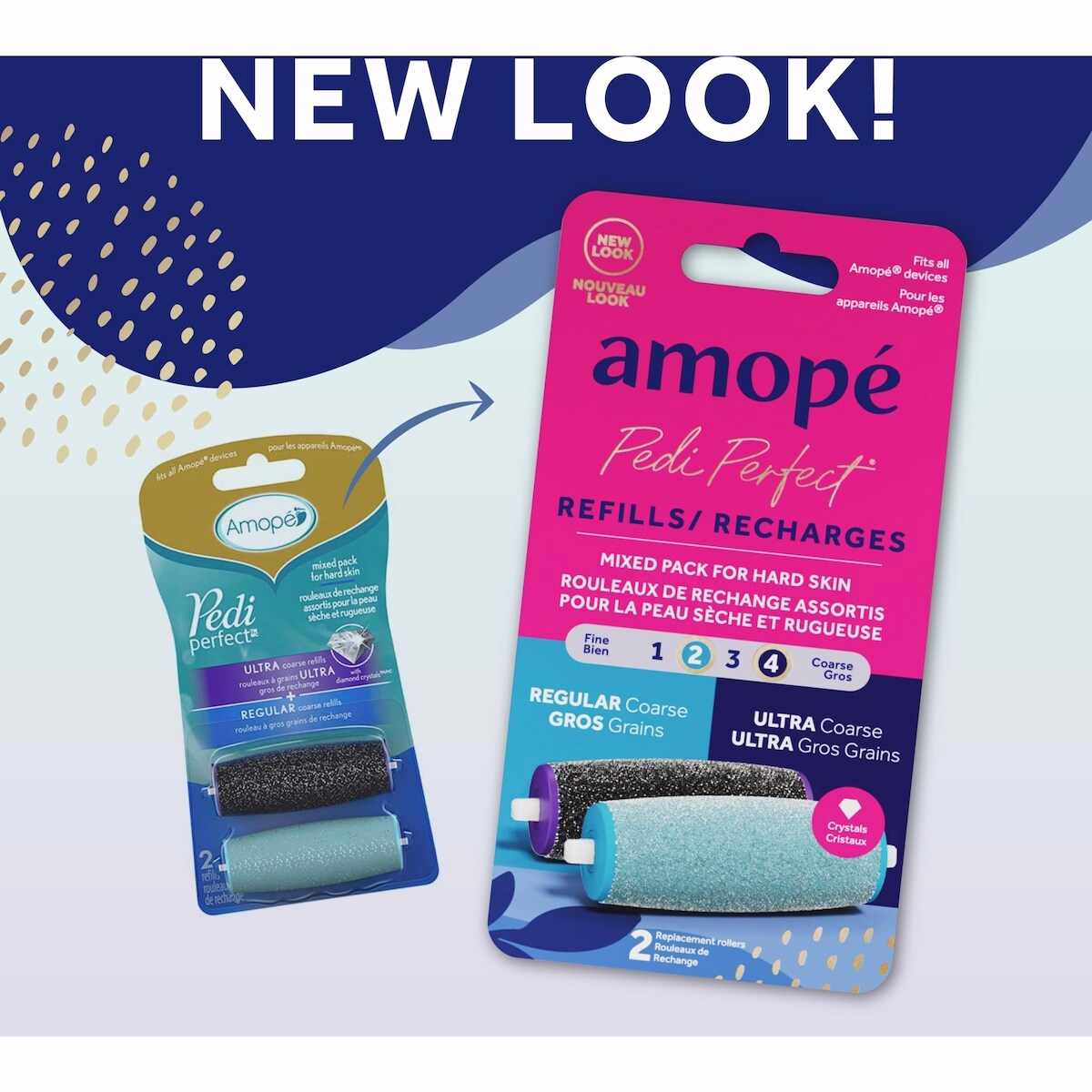 Amopé® Pedi Perfect™ 混合包 滾輪頭 超粗 與 普通粗，2 次補充裝