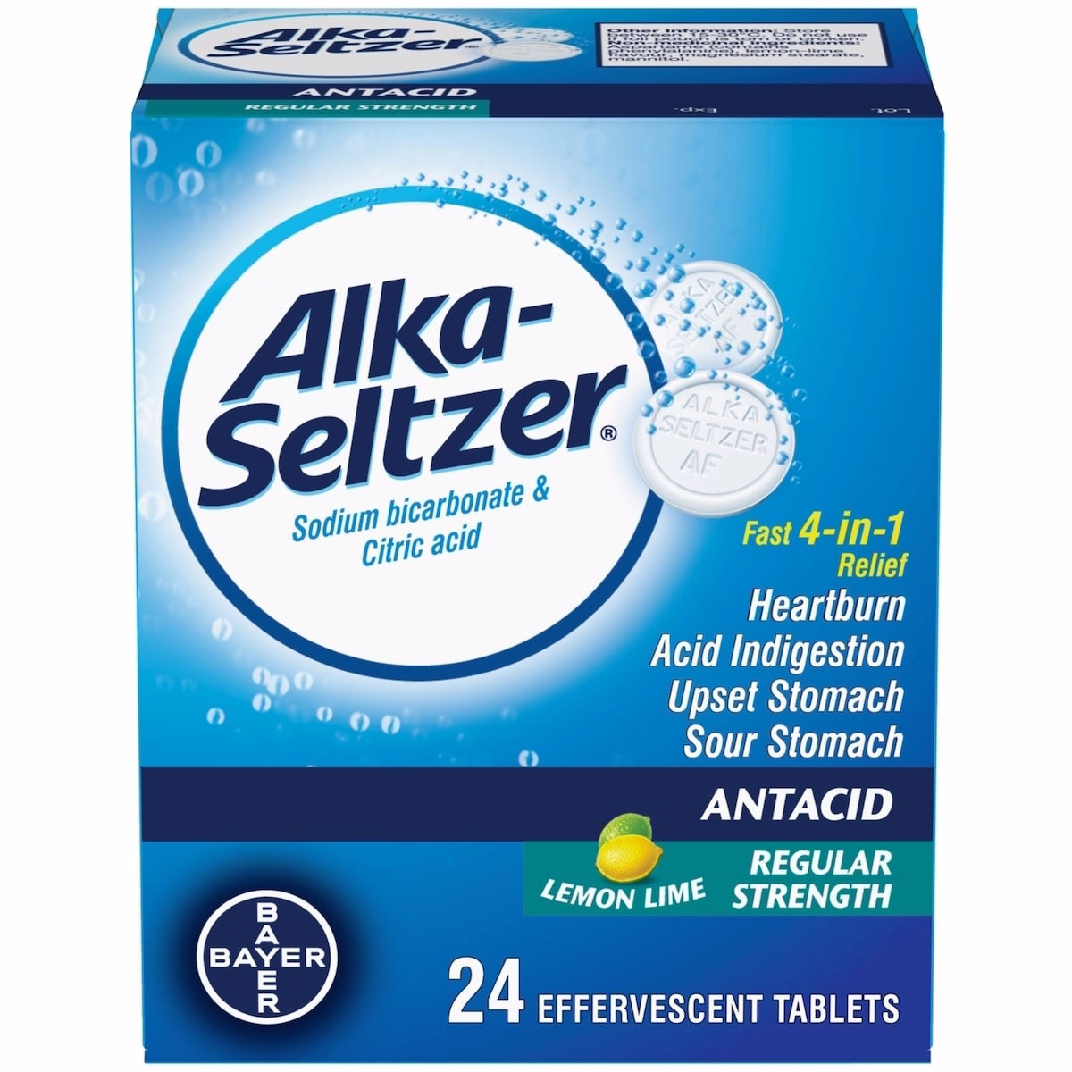 Antacid Heartburn Relief Effervescent Tablets - Antacid Tablets For Heartburn And Upset Stomach, Contains Sodium Bicarbonate And Citric Acid, Lemon Li