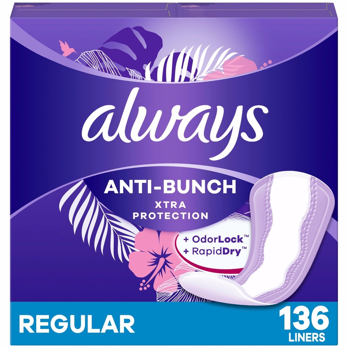 Always 抗堆疊加強日用護墊，常規長度，無香。