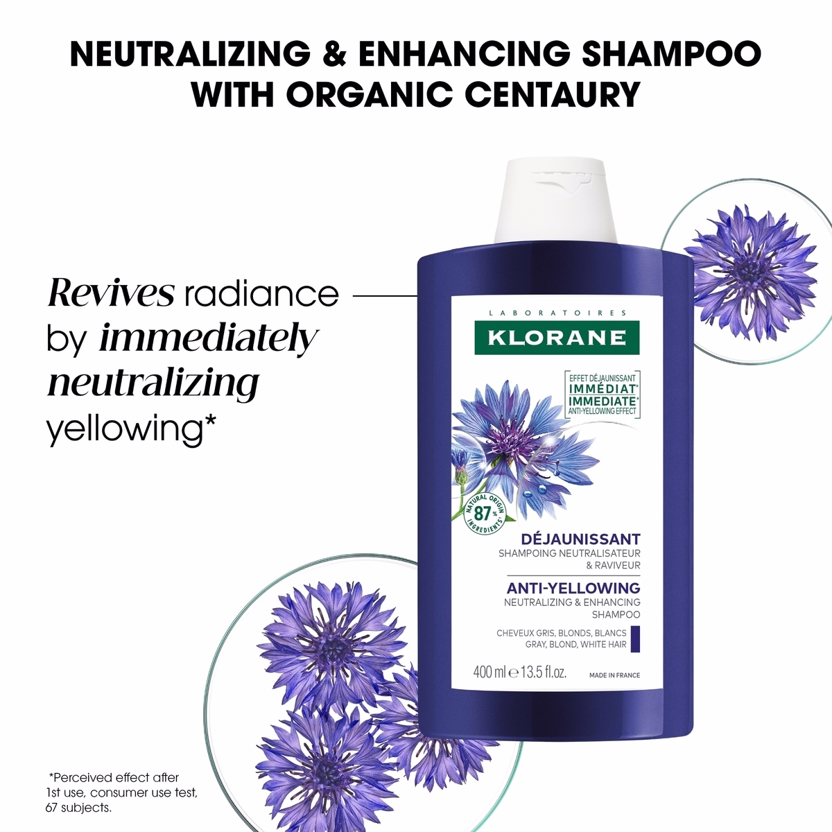 Anti-yellowing Shampoo with ORGANIC Centaury - Grey, blond hair