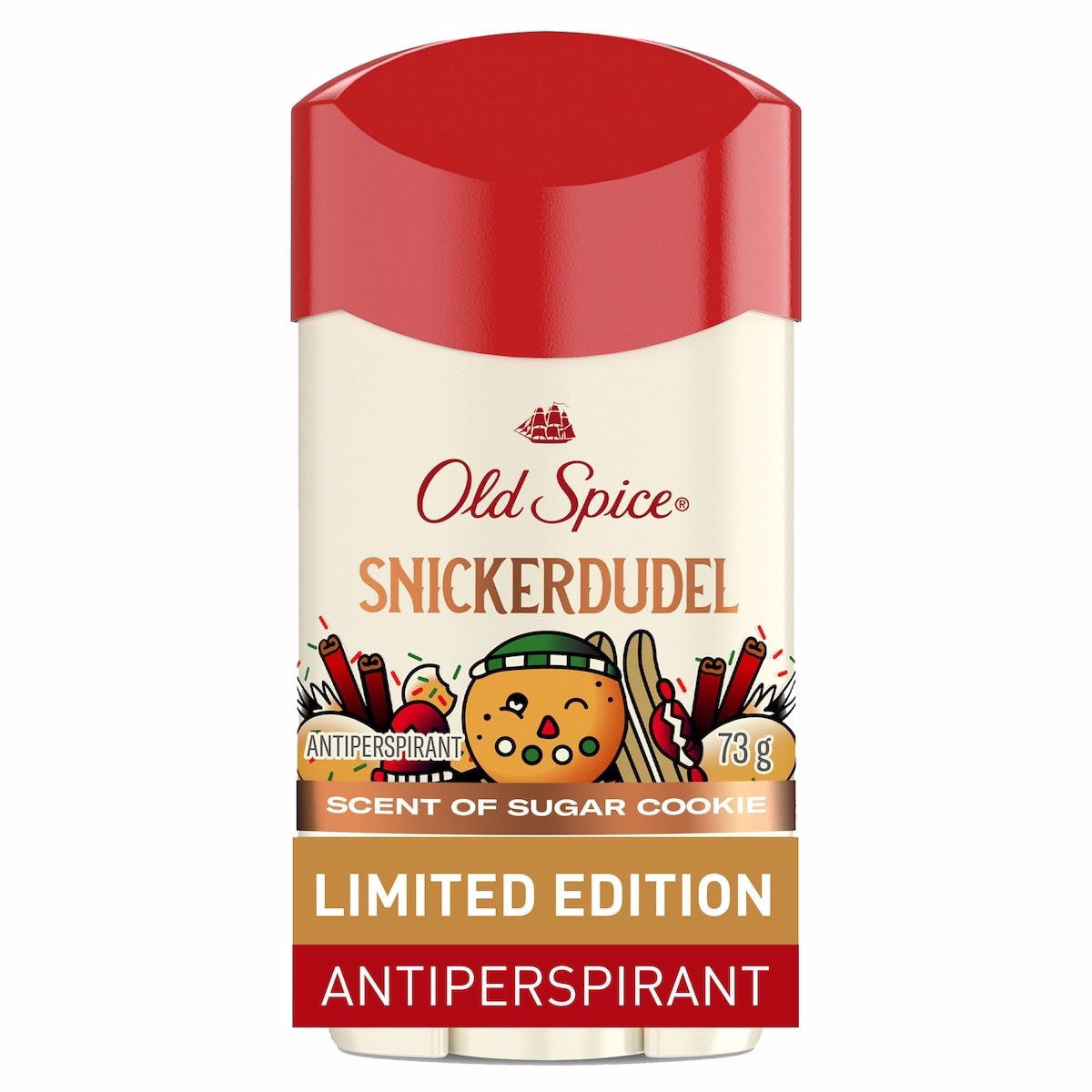 Antiperspirant and Deodorant for men, Holidudes Limited Edition, 24/7 Holiday Freshness, Sweat and Odor Protection, Snickerdudel, Sugar Cookie Scent,