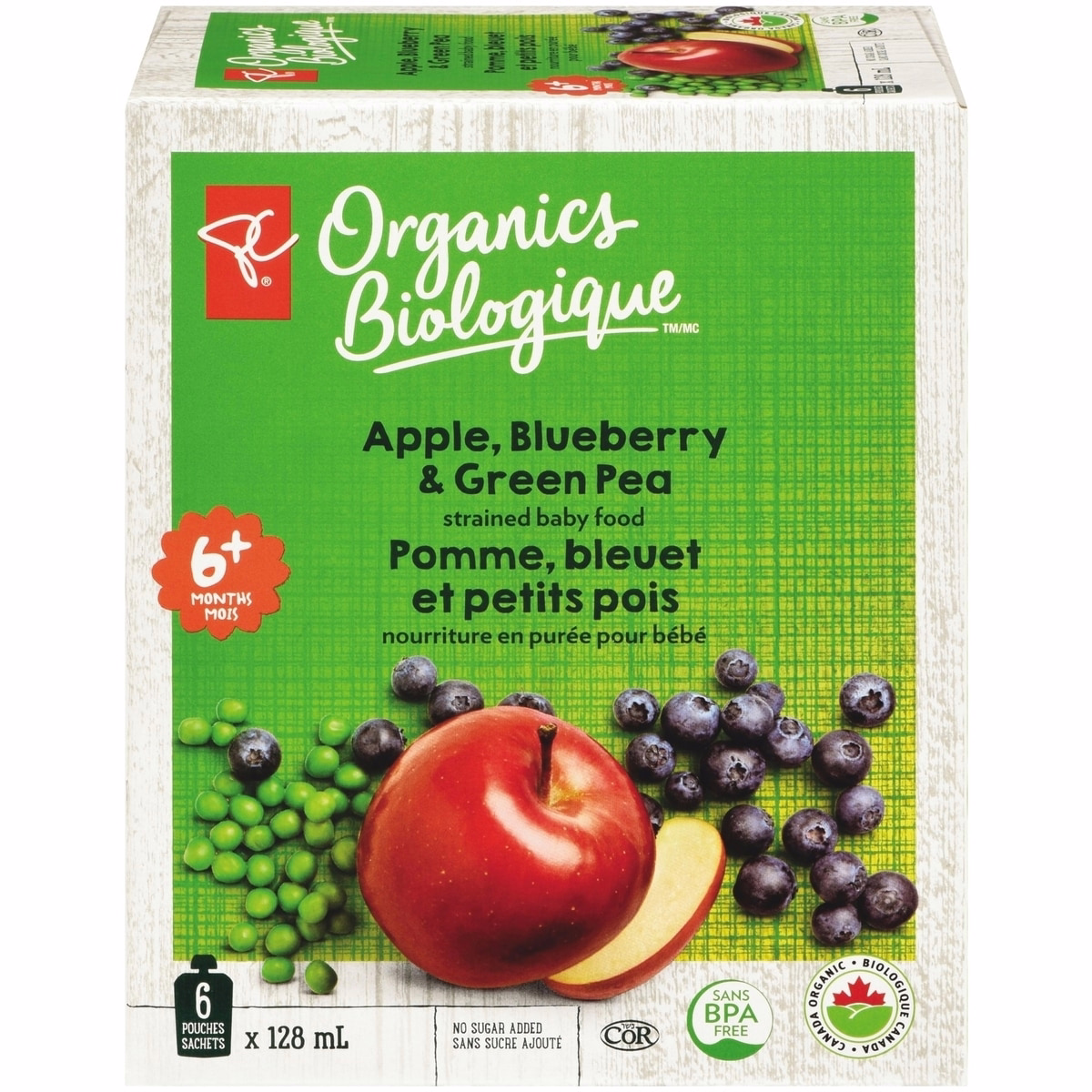 Pomme Myrtille Pois Vert 6 x 128ml