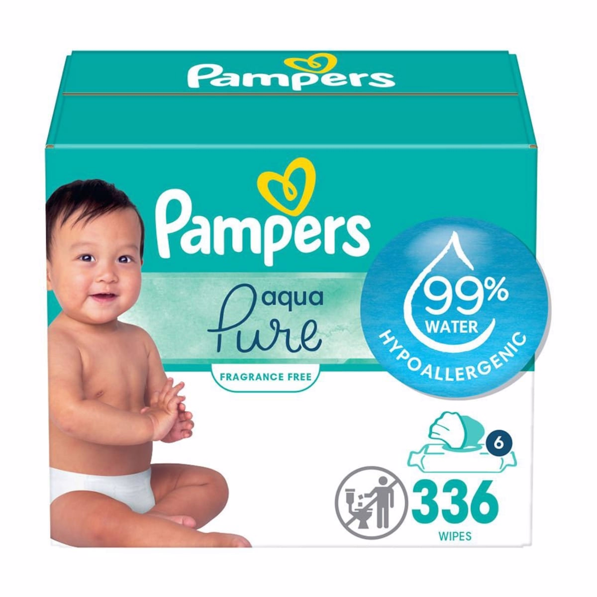 Aqua Pure Sensitive Baby Wipes 6X Pop-Top 336 Count