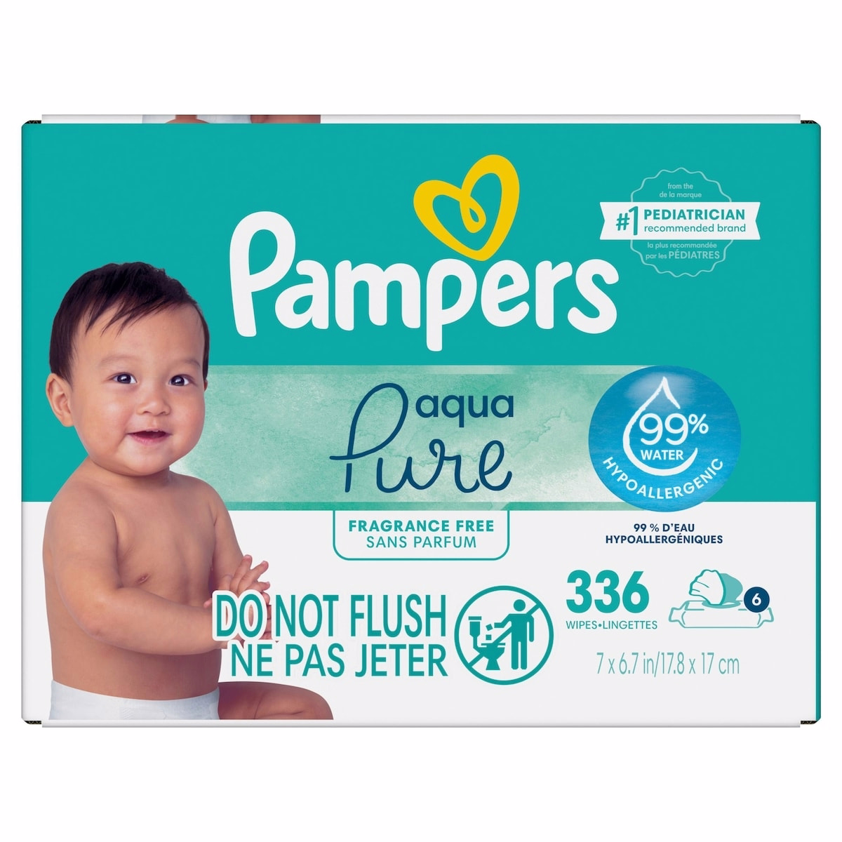 Aqua Pure Sensitive Baby Wipes 6X Pop-Top 336 Count