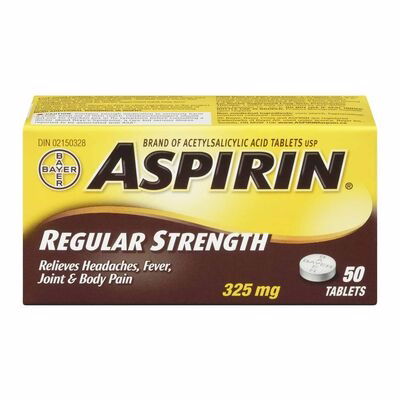 ASPIRIN 325 mg レギュラー強度錠剤 中ボトル