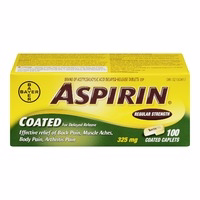 ASPIRIN コーティング遅延放出の通常強度 325mg、背中の痛み・筋肉痛・関節痛の効果的な緩和、100カプレット、100.0 CPL