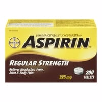 Aspirin ASPIRIN Regular Strength 325mg, Fast & Effective Relief of Headaches, Joint & Body Pain, Fever, Pain from Cold & Flu, 200 Tablets