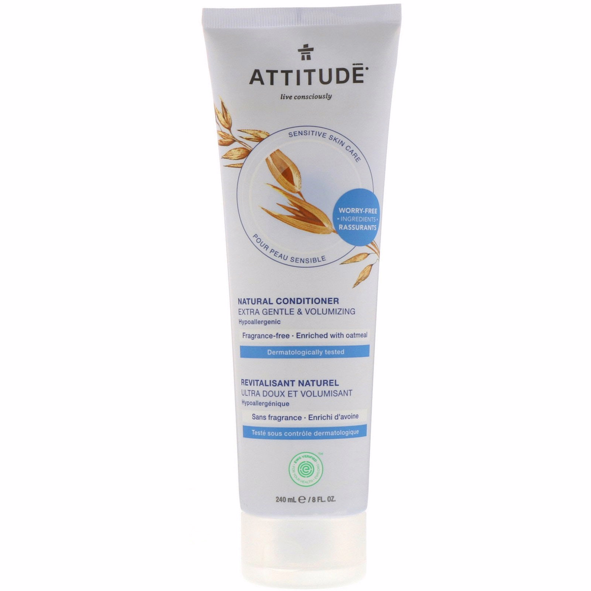 Attitude Natural Conditioner Extra Gentle Volumizing Fragrance-free 8 Fl Oz 240 Ml