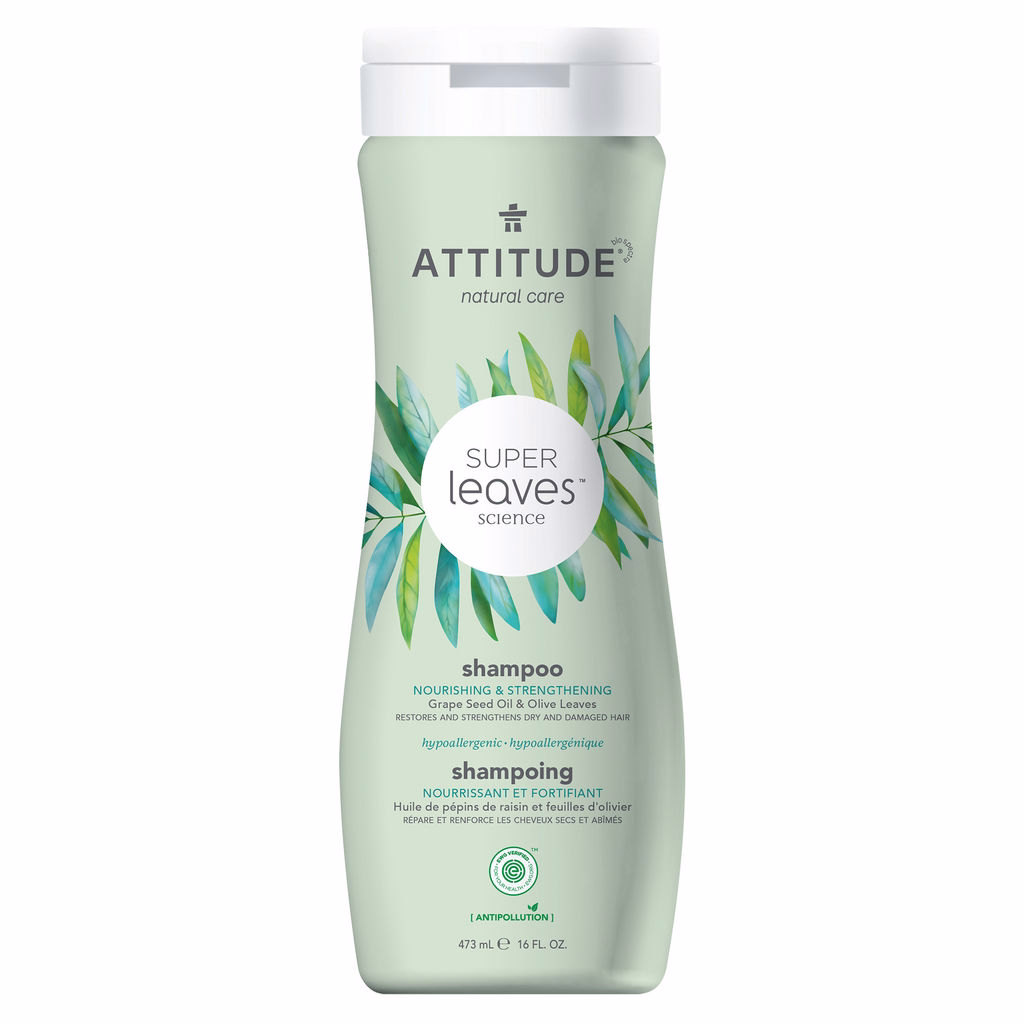 Attitude Super Leaves Science Natural Shampoo Nourishing Strengthening Grape Seed Oil Olive Leaves 16 Oz 473 Ml