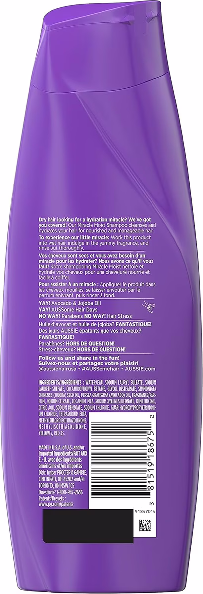 Aussie Miracle Moist Avocado Jojoba Shampoo 360 mL - Image 5