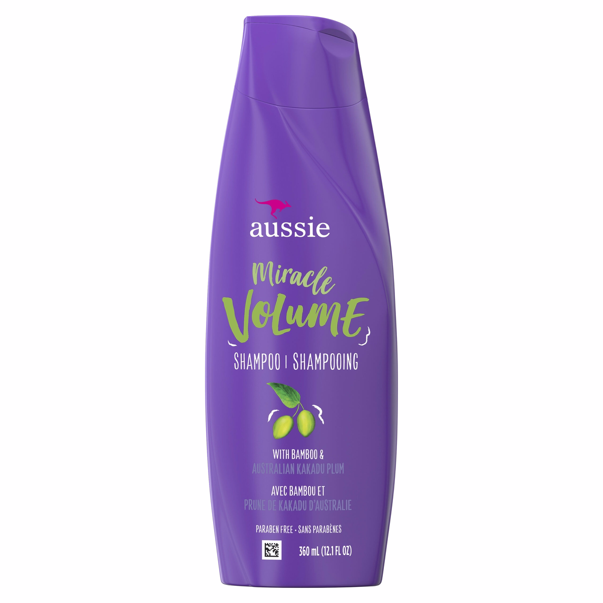 Aussie Paraben-free Miracle Volume Shampoo W/ Plum & Bamboo For Fine Hair, 12.1 Fl Oz