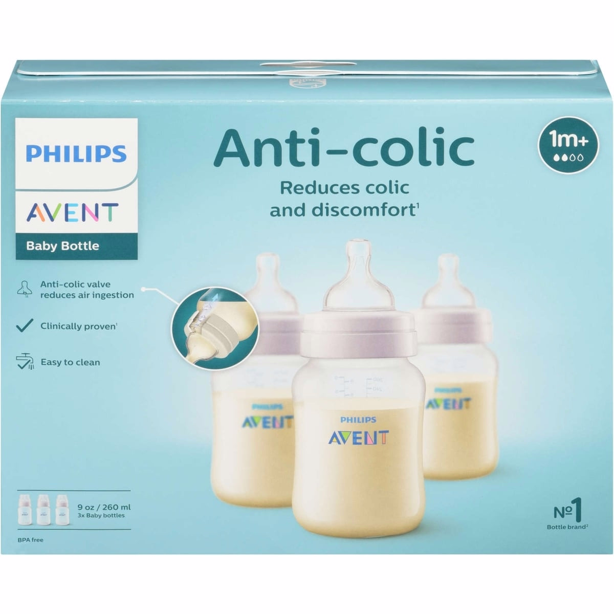 Avent Anti-colic Baby Bottle, 9oz, 3 pack, SCY103/01