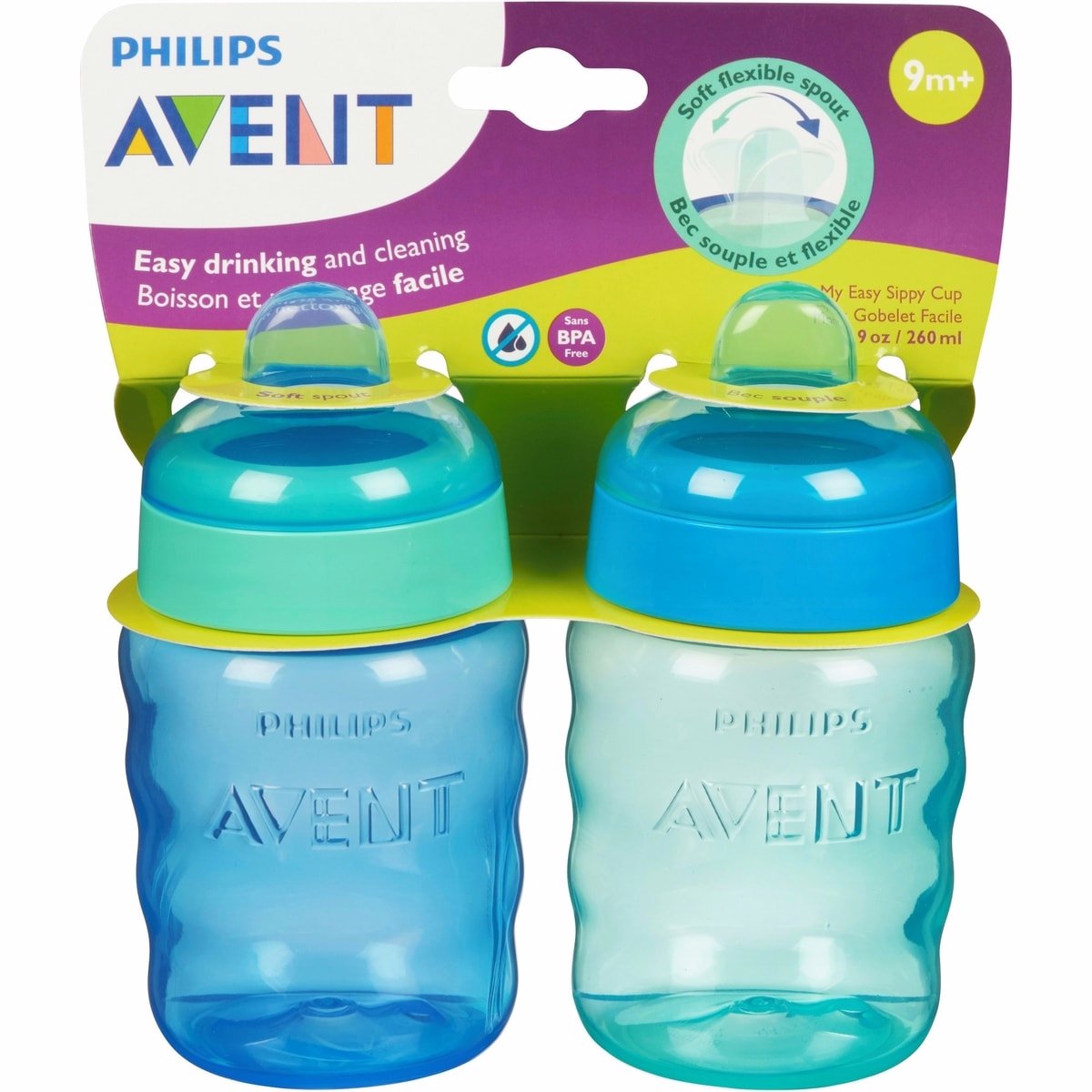 Avent My Easy Sippy Cup 9oz, Blue/Teal, 2pk, SCF553/25