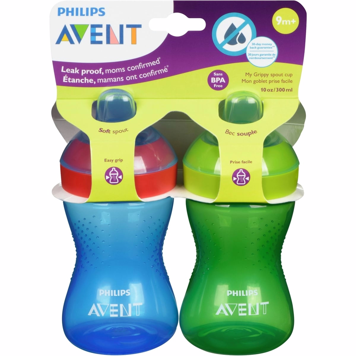 Avent My Grippy Spout Cup, 10oz, 2pk, Blue/Green, SCF801/21