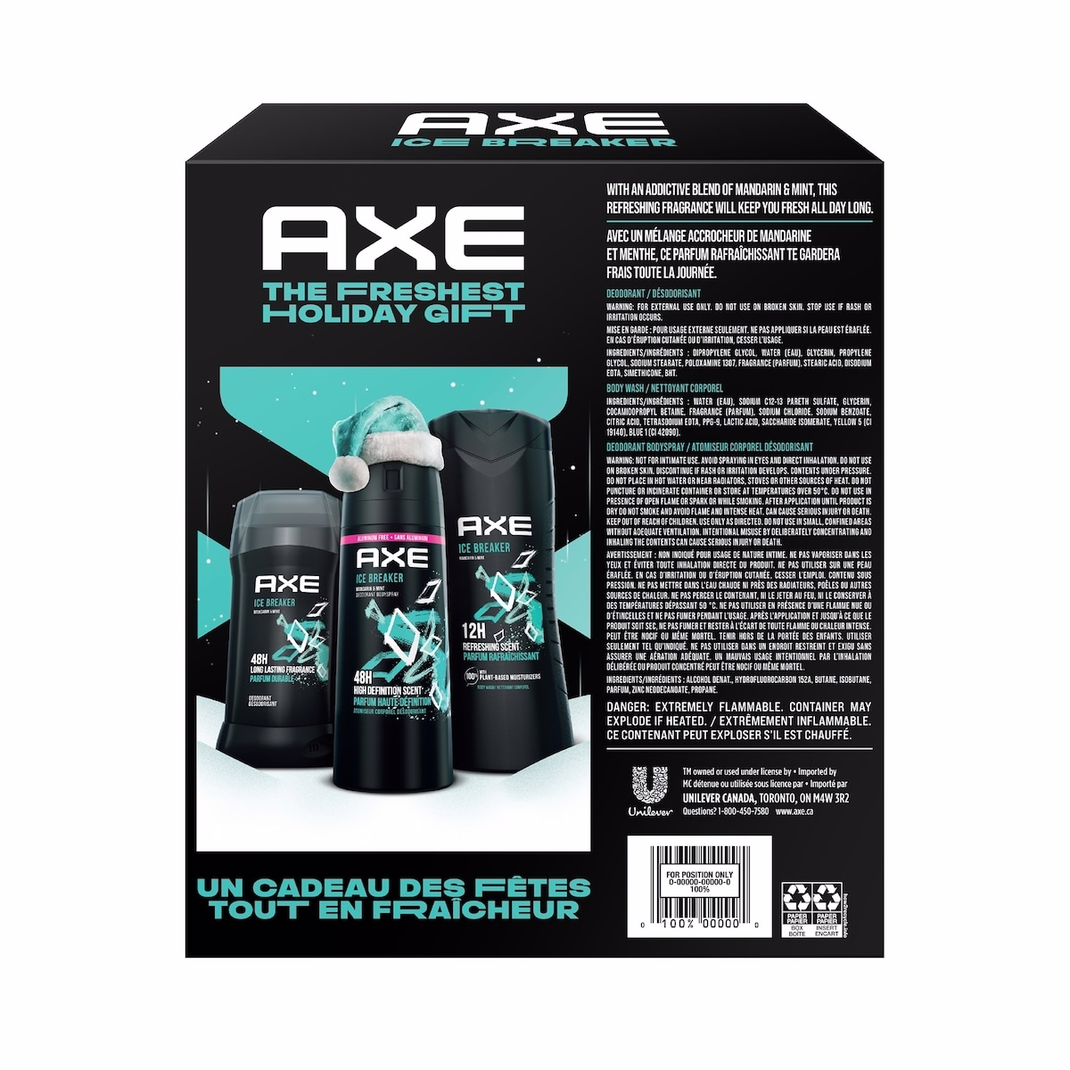 AXE Ice Breaker Body Wash, Body Spray and Deodorant Stick Ice Breaker Gift Pack(Bundle of 3)