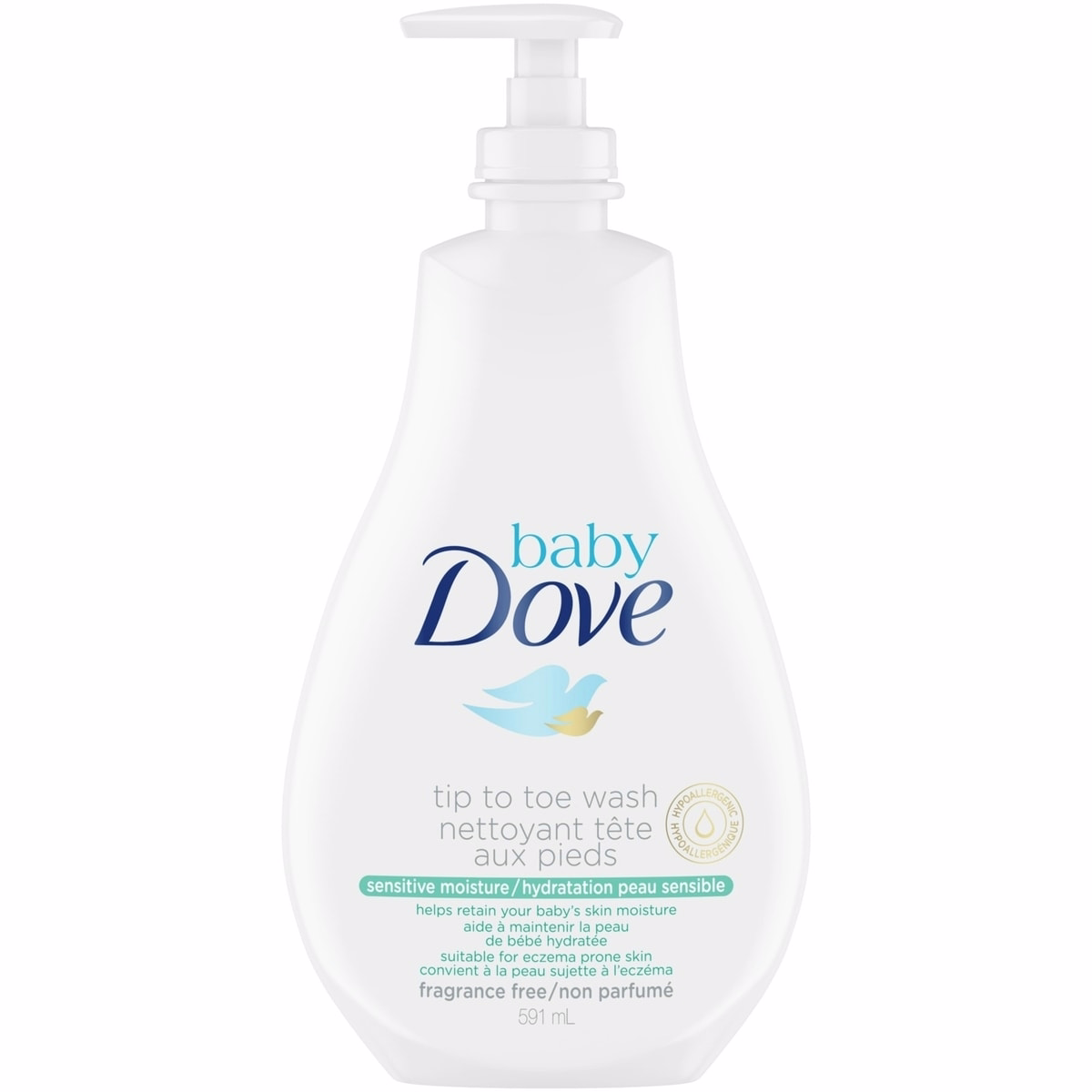 Baby Dove Wash for moisturised skin, eczema prone skin Sensitive Moisture fragrance free 591 ml