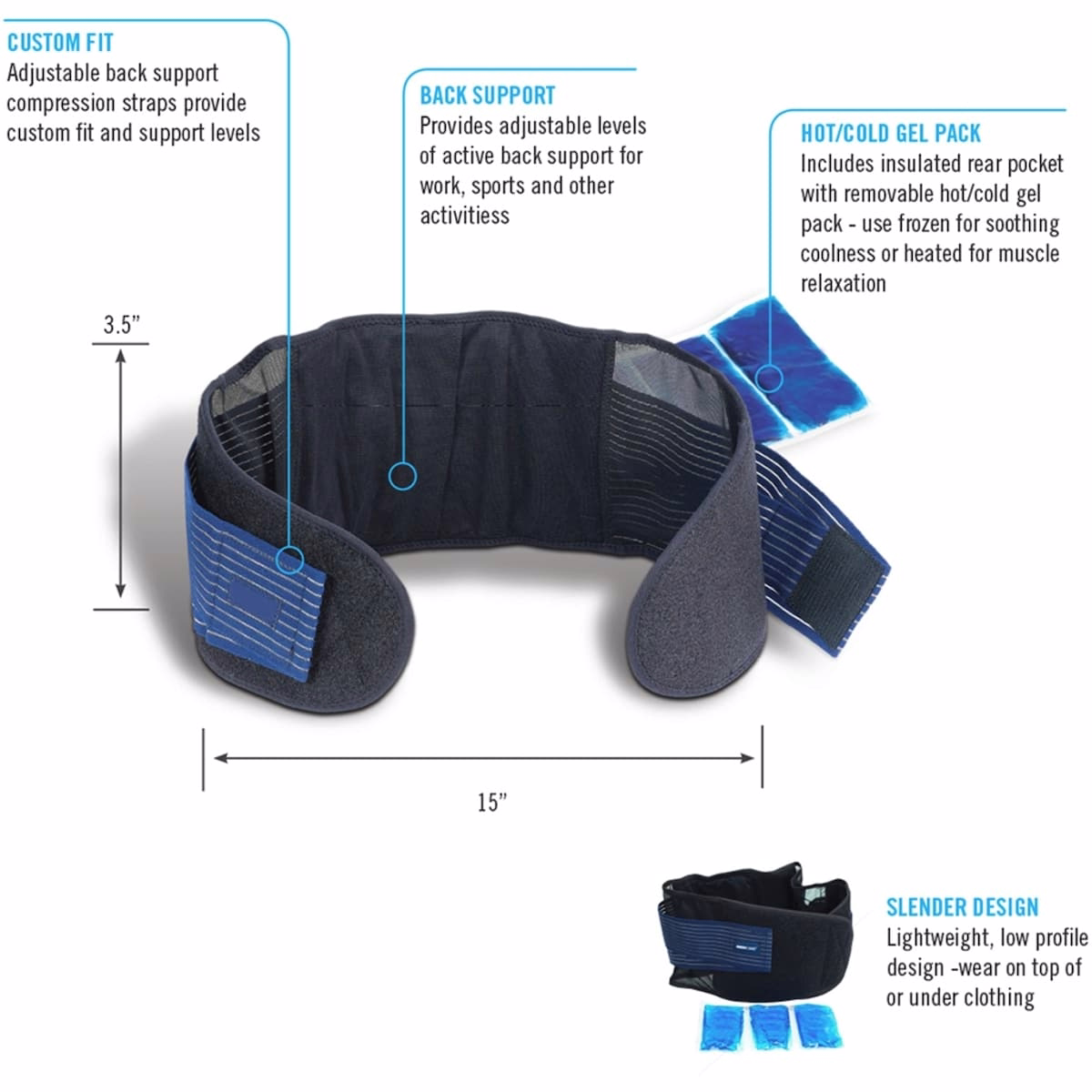 Back Belt with Hot & Cold Gel Pack