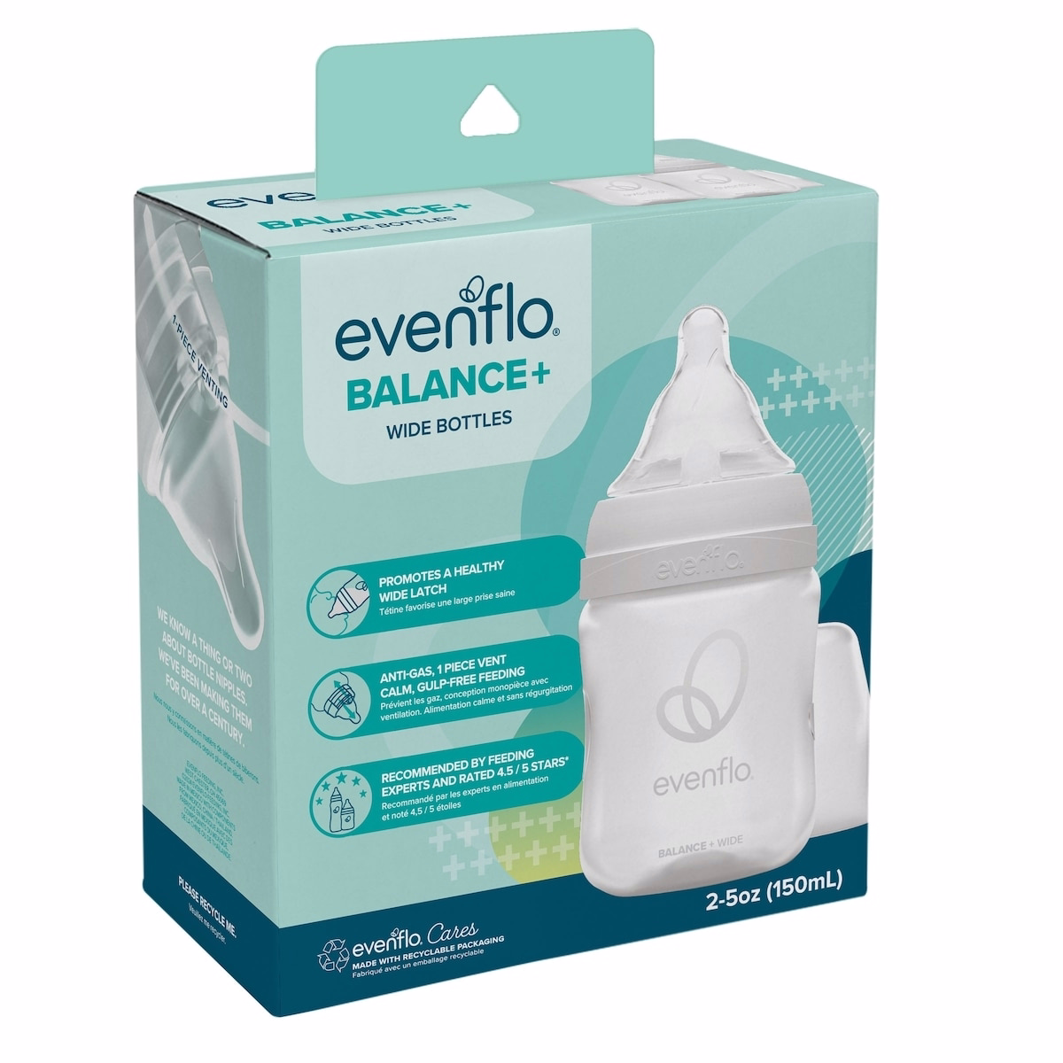 Balance+ Wide Neck Baby Bottle, 5oz, 2pk